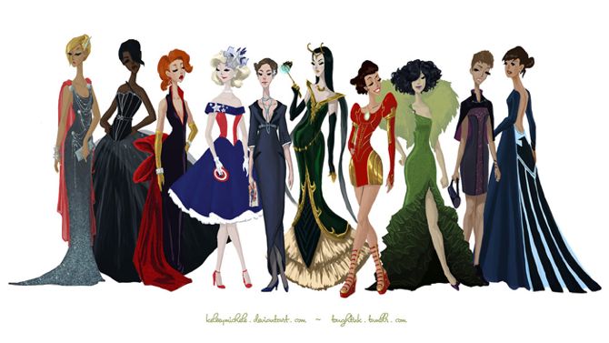 Marvel, Avengers, comics, ball gowns