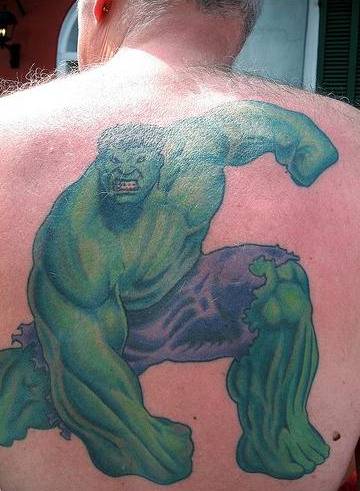 Hulk back tattoo
