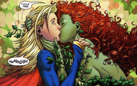Supergirl and Poison Ivy kiss