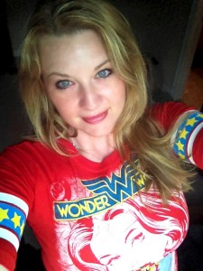 Blake Northcott showing off her new Wonder Woman shirt