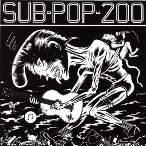 Sub Pop 200 album cover by Charles Burns