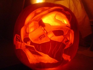 Halloween pumpkin carving Master Chief Halo