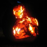 Halloween pumpkin carving Iron Man