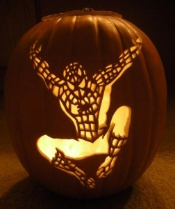 Halloween pumpkin carving Spider-man