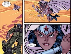 Wonder Woman vs. Libyan soldiers. From Wonder Woman #13